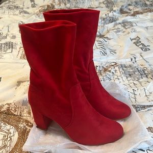 GORGEOUS!! Red Block Heel Booties!! 👠